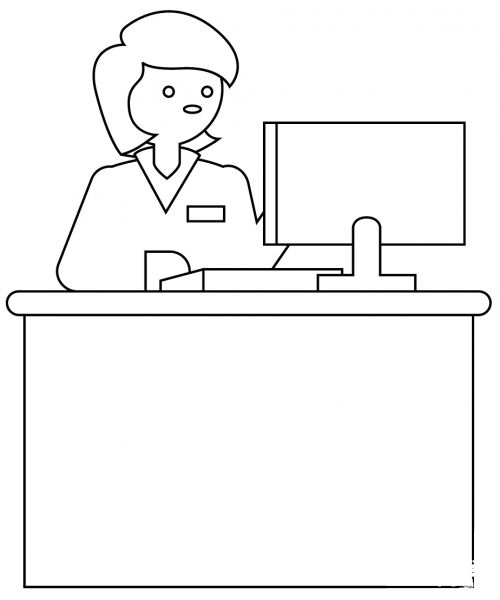 Cashier coloring page image