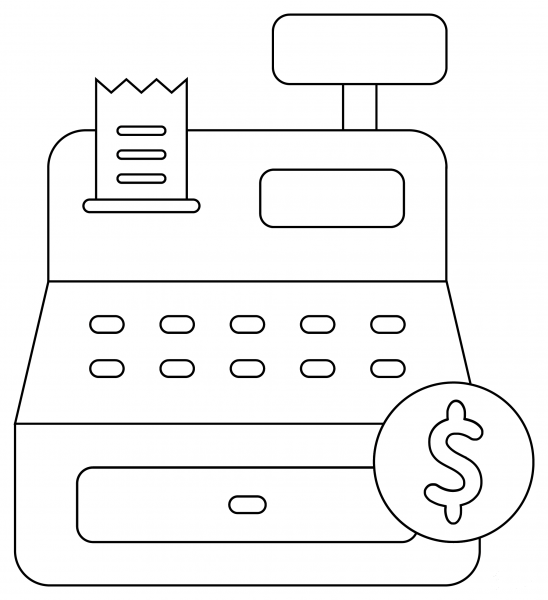 Cashier coloring page image