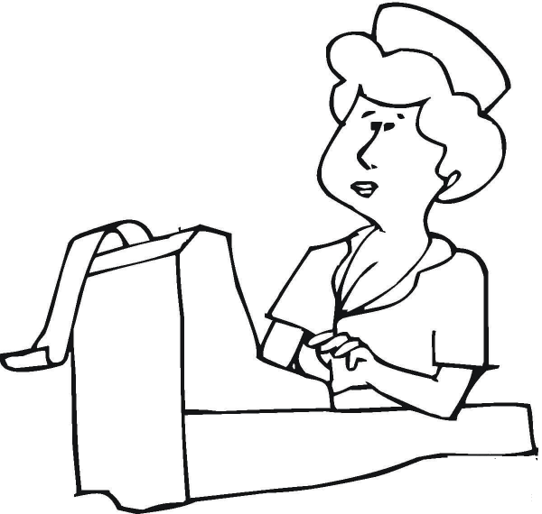 Cashier In A Shop  coloring page image