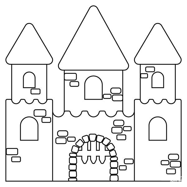 Castle Emoji coloring page image