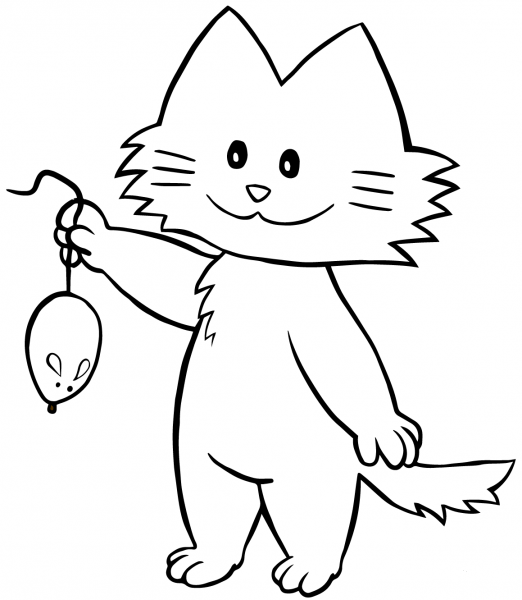 Cat and Mouse coloring page image