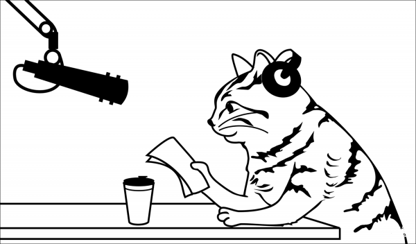 Cat Broadcast Announcer coloring page image