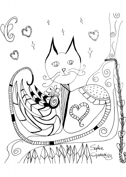 Cat coloring page image