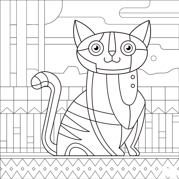 Cat coloring page image