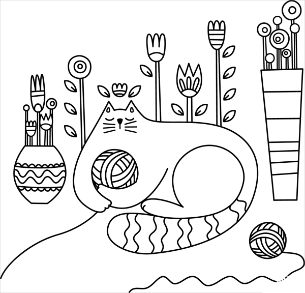 Cat coloring page image