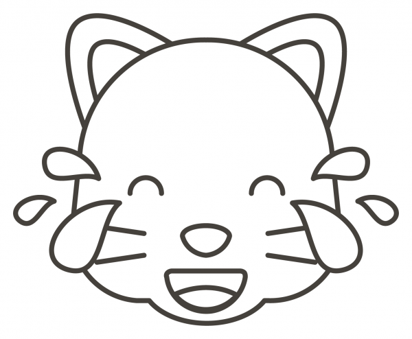 Cat Face with Tears of Joy coloring page image