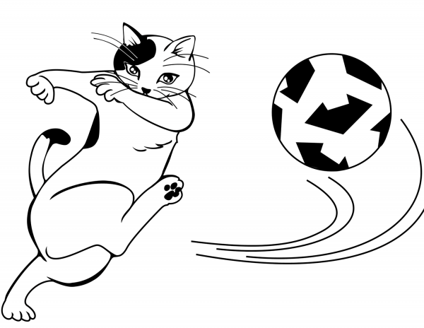 Cat Football Player coloring page image