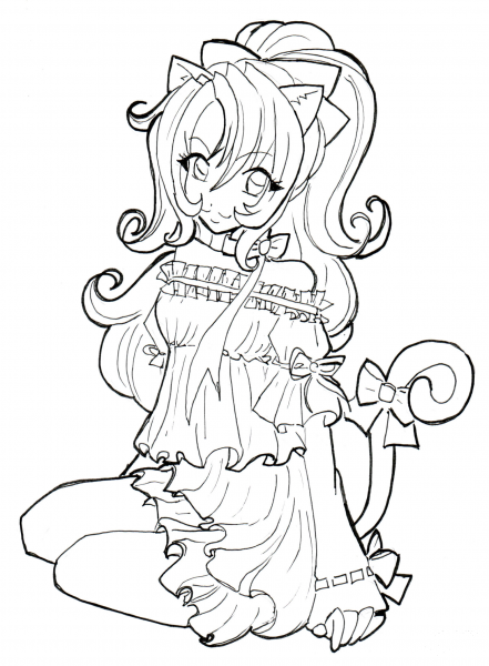 Cat Girl coloring page image
