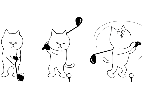 Cat Golfer coloring page image