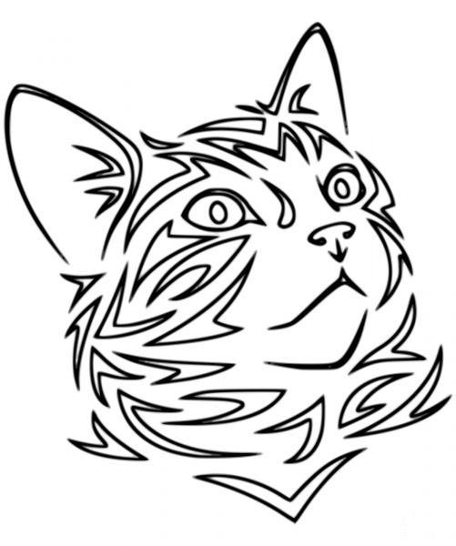 Cat Head coloring page image
