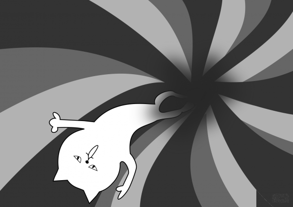 Cat in Black Hole coloring page image