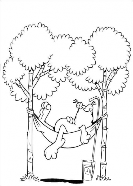 Cat in the hammock coloring page image