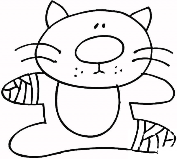 Cat in Trouble  coloring page image