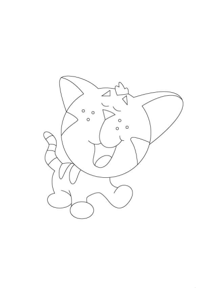 Cat Is Yawning coloring page image