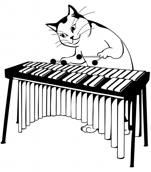 Cat Plays Marimba coloring page image