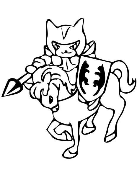 Cat the Knight coloring page image