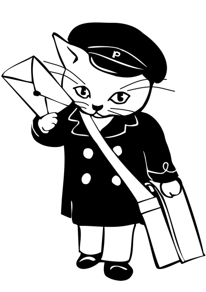Cat the Postman coloring page image