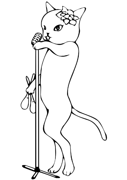 Cat the Singer with the Maracas coloring page image