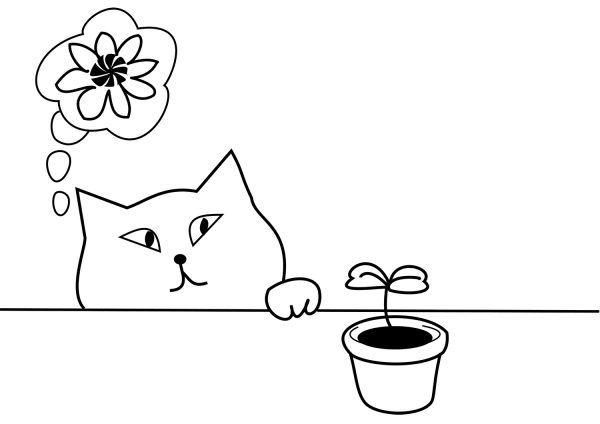 Cat Thinks About Future coloring page image