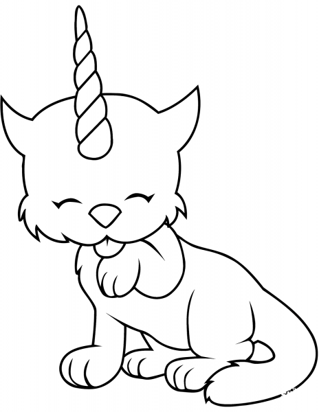 Cat Unicorn coloring page image