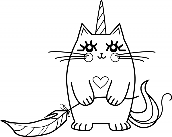 Cat Unicorn coloring page image