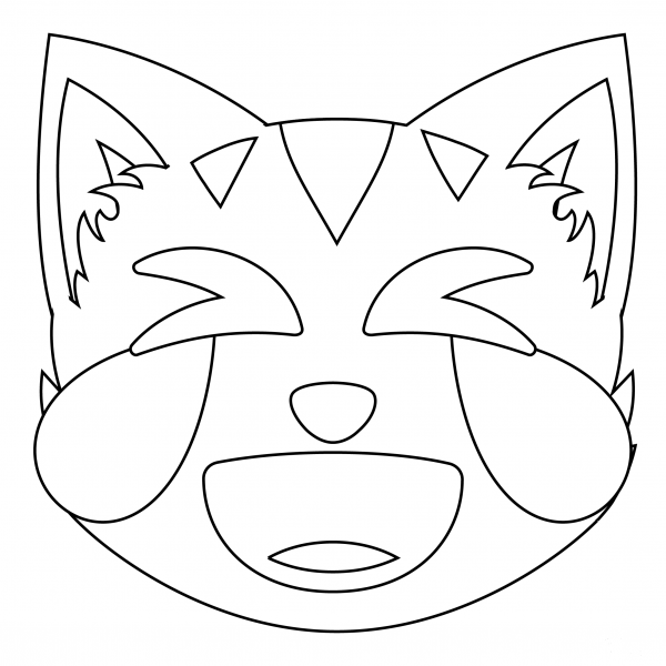 Cat with Tears of Joy coloring page image
