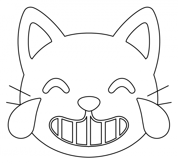 Cat with Tears of Joy Emoji coloring page image