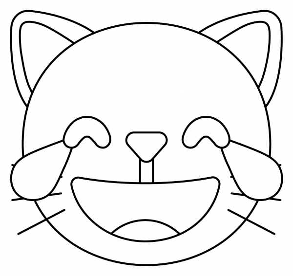 Cat with Tears of Joy Emoji coloring page image