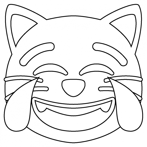 Cat with Tears of Joy Emoji coloring page image
