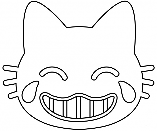 Cat with Tears of Joy Emoji coloring page image