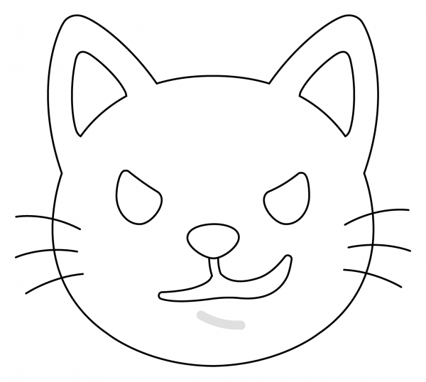 Cat with Wry Smile Emoji coloring page image