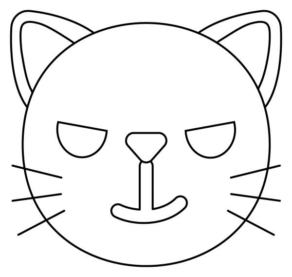 Cat with Wry Smile Emoji coloring page image