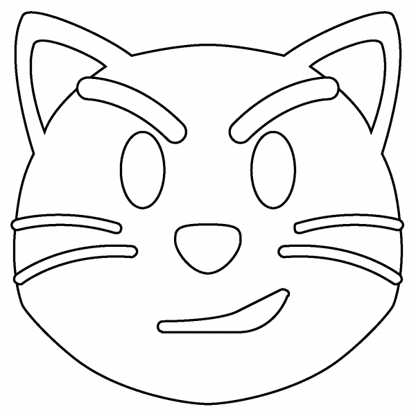 Cat with Wry Smile Emoji coloring page image