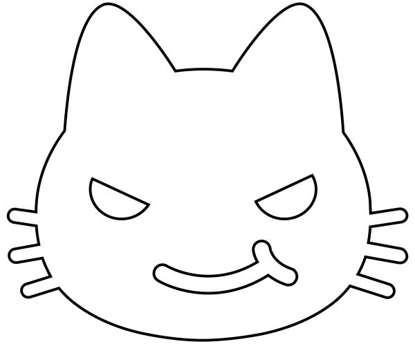 Cat with Wry Smile Emoji coloring page image