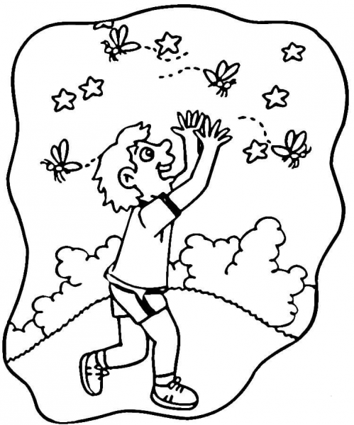 Catching Fireflies  coloring page image