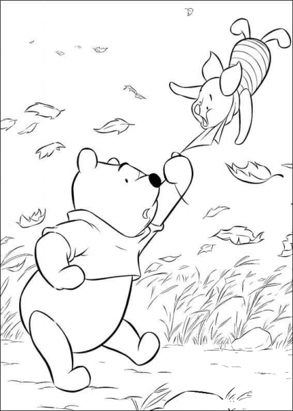 Catching Piglet  coloring page image