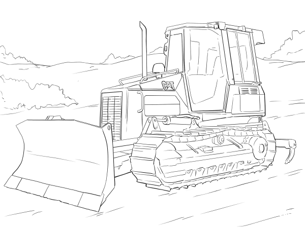 Caterpillar Bulldozer coloring page image