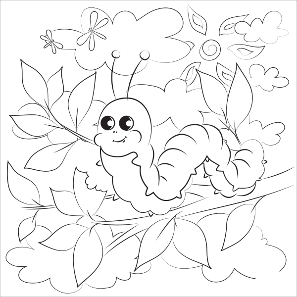 Caterpillar coloring page image