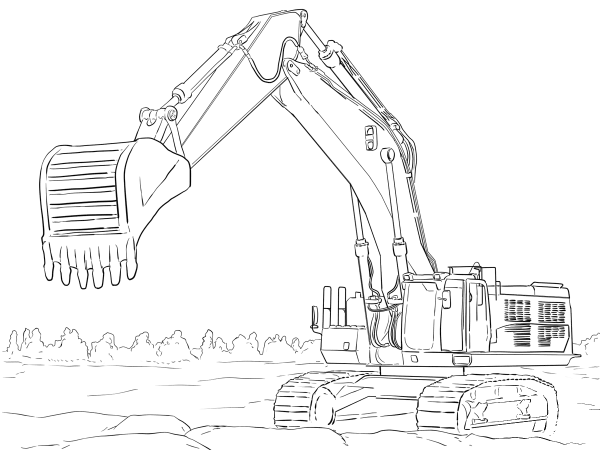 Caterpillar Excavator coloring page image