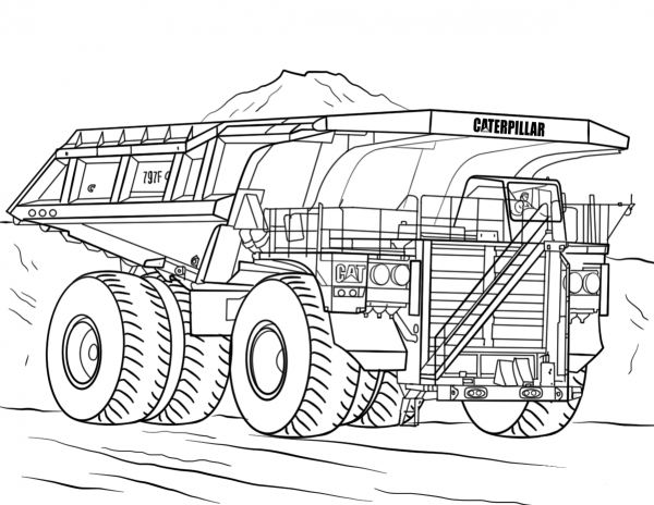 Caterpillar Mining Truck coloring page image