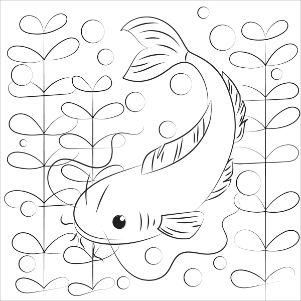 Catfish coloring page image