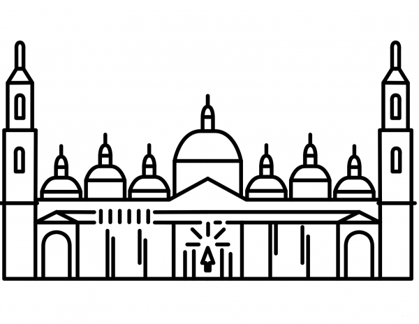 Cathedral Basilica of Our Lady of the Pillar in Zaragoza coloring page image