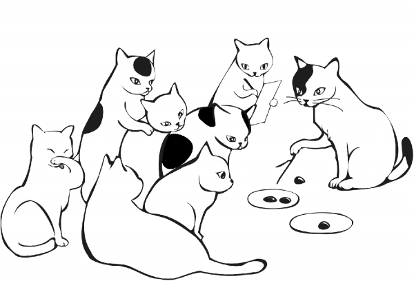 Cats on the Lecture coloring page image