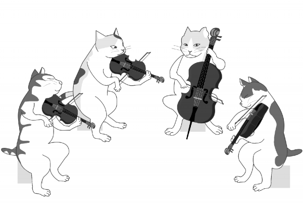 Cats String Quartet coloring page image