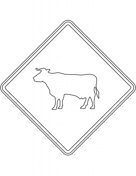 “Cattle Crossing” Sign in Ontario coloring page image