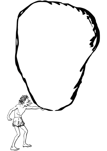 Caveman with Big Stone coloring page image
