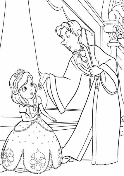 Cedric Teaching Sofia Magic coloring page image