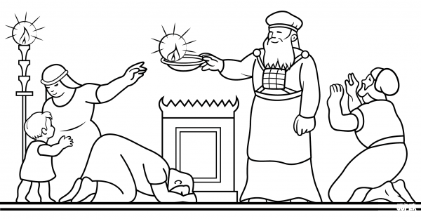 Celebrating Hanukkah coloring page image