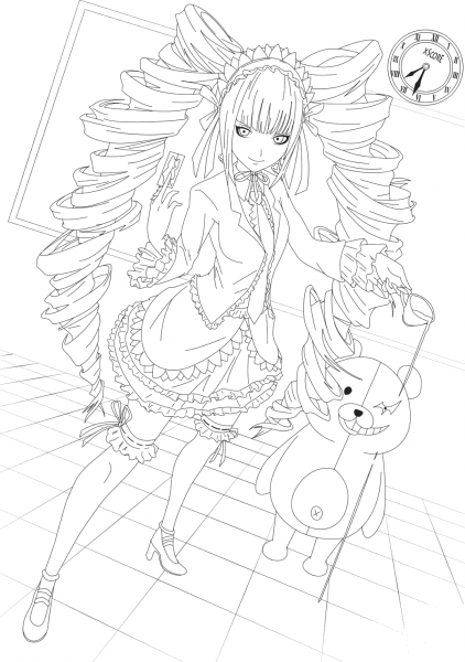 Celestia Ludenberg the Gambler from Dangan Ronpa coloring page image