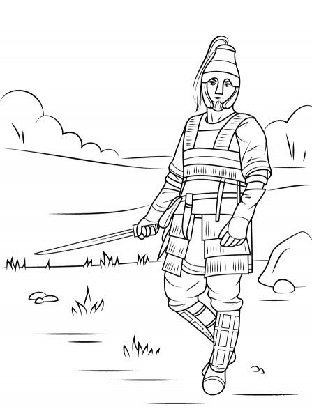 Celtic Armored Warrior coloring page image
